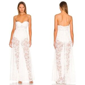 NWT For Love & Lemons Lorena Lace Sheer Maxi Dress